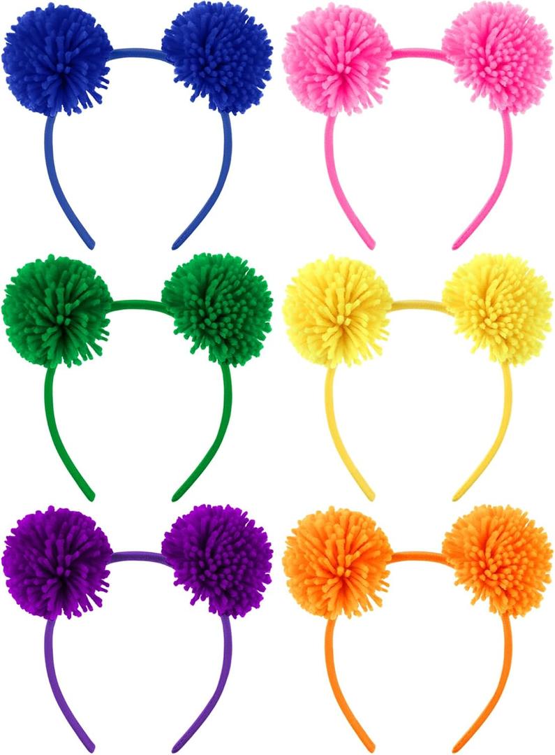 Suncalla Bear Ears Headband Costume POM Head Bopper with Plush Ball for Halloween Carnival Party Cosplay Accessories (6 Colors)