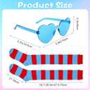 5PCS Blue Tulle Tutus Costume Set for Women Mesh Tutus Skirt Springy Wig Headband Striped Arm Sleeves Socks Heart Glasses Halloween World Book Day Cosplay Party Festival Dress Up