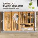 Kitchen Drawer Organizer Tray, Stackable Bamboo Deep Drawer Organizer for Large Silverware, Utensils, Cutlery, Flatware,Junk Drawer, Dresser, Bathroom, 17" x 6" x 2.5" (Set of 2)