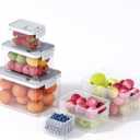 vacane 6 Pack Large Fruit Storage Containers for Fridge with Timing Knob, Produce Saver with Colanders, Lettuce Keeper Vegetable Food Fresh - Dishwasher Safe