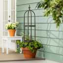 Evergreen Garden 5 ft Metal Garden Obelisk Trellis for Climbing Plants Vines, Clematis & Flowers | Outdoor & Indoor Plant Trellis for Potted Plants | Floral Pattern Arch Trellis (Antique Copper)