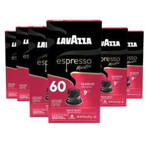 Lavazza Espresso Maestro Classico Aluminum Capsules Compatible with Nespresso* Original Machines, Medium Espresso Roast, 100% Arabica (60 Capsules) (EXP 12/30/27)
