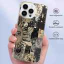 Aesthetic Vintage Grunge Case for iPhone 14 Pro, Skull Planets Collage Pattern for Men Women, Trendy Cool Soft TPU Bumper Cover for iPhone 14 Pro