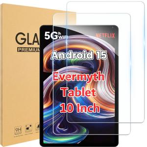 2Pack Screen Protector for Evermyth Tablet 10 Inch Android 15 OS GMS Certified Tablets PC, 9H Hardness Tempered Glass, Scratch-Resistant, HD Screen Protector, Only for Evermyth Tablet 10", 2025