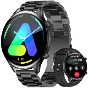 AMOLED 1.75" Smart Watch for Men (Answer/Make Calls),Lightweight 100+ Sport Modes Fitness Watchs Sleep Monitor IP68 Waterproof Health Monitor Smartwatch for Android Phones iPhone