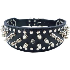 Dogs Kingdom Faux Leather Spiked Studded Dog Collar pet Collar Pitbull, Boxer Black L Dogs Kingdom Faux Leather Spiked Studded Dog Collar pet Collar Pitbull, Boxer Black L
