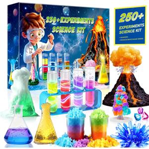 250+ Experiments Science Kits for Kids, STEM Activities Educational Science Kits Gifts with Chemistry Set, Erupting Volcano and Growing Crystal Tree (Science kit with 250+ Experiments)
