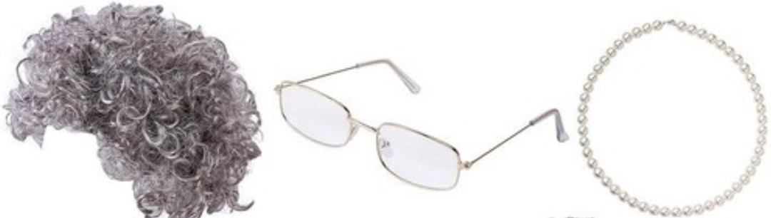 Old Lady Costume 4 Pcs