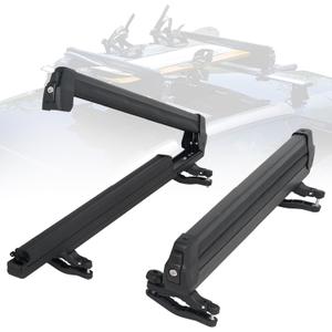 Ski and Snowboard Roof Racks with Sliding Feature, Ski Roof Racks with Anti-Theft Lock Racks Carrier for Snowboard Universal Ski Top Holder Fits for Square/Round/Aero/Oval Cross Bars, Black