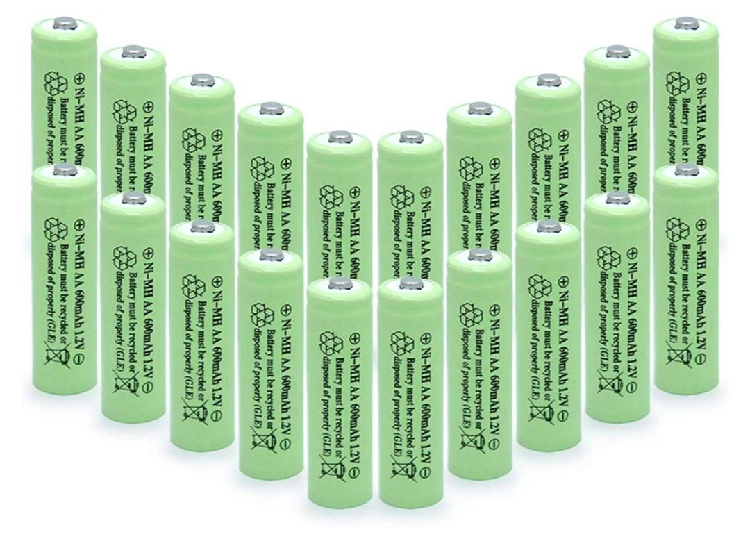 AA Ni-MH 600mAh 1.2V Rechargable Solar Light Batteries for Outdoor Solar Lamps Garden Lights Remotes Mice(20Pcs)