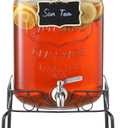 2 Gallon Glass Beverage Dispenser, 18/8 Stainless Steel Spigot and Lid  Glass Drink Dispensers for Parties  Mason Jar Drink Dispensers with Lids  Laundry Detergent Holder