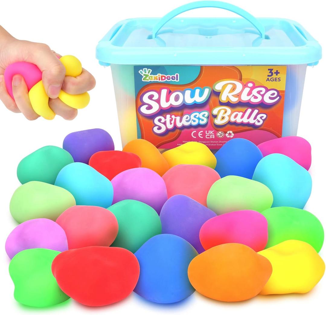 Squishy Stress Balls for Kids - 24 Pack Dough Squishy Fidget Toys for Anxiety Relief, Classroom Prize Party Favors Bulk Toys, Goodie Bags Stuffer for Kids, Easter Basket Stuffers for Boys Girls