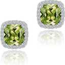 YOMELA Cubic Zirconia Earrings Studs, Dainty Everyday Halo CZ Birthstone Earrings Simulated Diamond Stud Earrings for Women Hypoallergenic