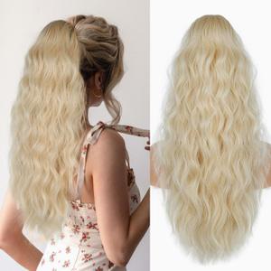 Drawstring Ponytail for Women, 26 inch Synthetic Pony Tails Hair Extensions, Natural Ponytail Hair Extensions for Daily Use (Color: Beige)