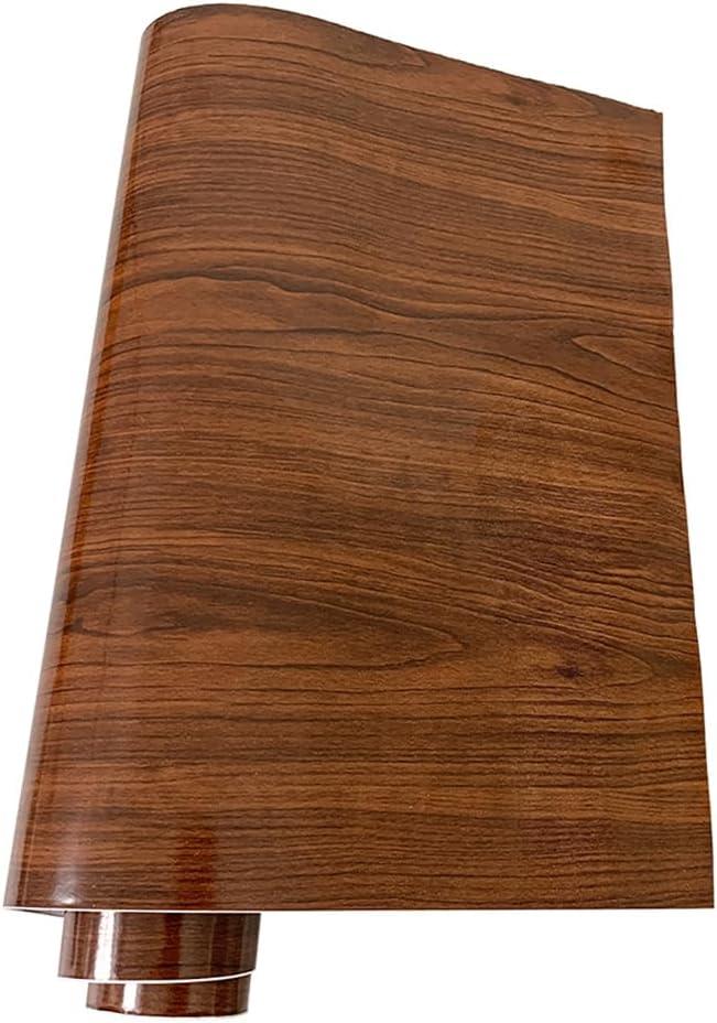 Vinyl Wrap Wood Grain - Peel & Stick Self-Adhesive Film for Car Interior, Furniture, Cabinets - Waterproof Glossy Decorative Sticker, DIY Upgrade (2 Rolls) (Dark Brown)