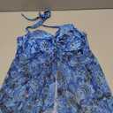 Women Bandeau Tankini Top Only Mesh Strapless Swimsuits Top Halter Flyaway Bathing Suits No Bottom (Small, Blue Paisley)