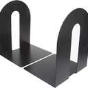 Officemate Heavy Duty Bookends, Non-Skid Base, Black, Pair