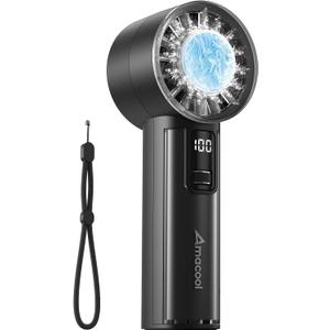 AMACOOL Handheld Fan with Ice Cooler, Mini Portable Fan Rechargeable, 18Hrs Cooling, 0-100 Adjustable Speed, Small Yet Powerful, Personal Hand Fans for Travel, Beach, Outdoor, Makeup, Gifts for Women (Black)