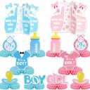 Baby Gender reveal Honeycomb Centerpieces, KSKSPE 12Pcs baby gender reveal Party Table Centerpieces baby gender reveal Decorations baby gender reveal Theme Party Table Decoration for baby Supplies