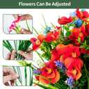 trytuny Artificial Flowers for Outdoor, 18 Bundle UV Resistant Fake Plants, Realistic Faux Silk Floral for Outside Indoor Porch Patio Window Box Planter Home Decor (Rosy Red Yellow Blue)