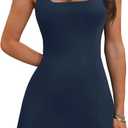 OFEEFAN Athletic Dress for Women Mini U Neck Sleeveless Built in Shorts with Pockets Tennis Golf Graduation (Small)