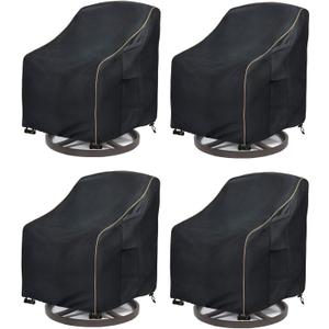 Patio Swivel Chair Cover 4 Pack,Waterproof Heavy Duty Outdoor Chair Covers,Outdoor Swivel Chair Cover for Patio Furniture Covers(30W x 34D x 36H inches),Black
