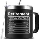 Funny Gag Retirement Gifts for Men,14 Oz Stainless Steel Retired Coffee Mug Cup with Lids&Straw for Coworkers, Dad, Grandpa, Friends, Teachers,Doctors, Boss, Christmas Gift Idea (Black)