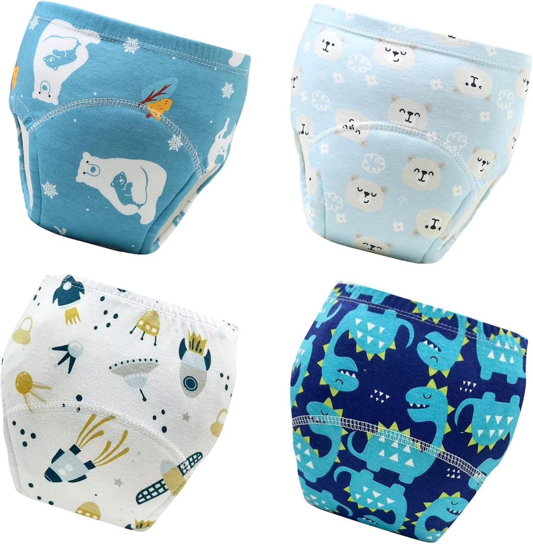 Upairy Training Pants for Boys Girls,Toddler Potty Training Underwear,Leakproof Reusable Kid Confident Panties,Children's Potty Underwear 100% Cotton for 2T-6T(4PCS,M)