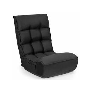Giantex Folding Floor Chair with Back Support, 14 Adjustable Position, Padded Sleeper Bed, Couch Recliner, Floor Gaming Chair for Adults Meditation Living Room Bedroom, Black Size26.5"x22.5"x22