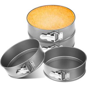 4 Pcs 8 Inch Non Stick Springform Pan with Removable Bottom Carbon Steel Round Springform Cheesecake Pan with Stainless Steel Spring Buckles for Baking Kitchens Restaurant(Gray)