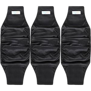 Langsprit Male Belly Bands for Dogs (Pack of 3) - High Absorbing Dog Wraps Male Washable - Reusable Dog Diapers (Black, Medium)