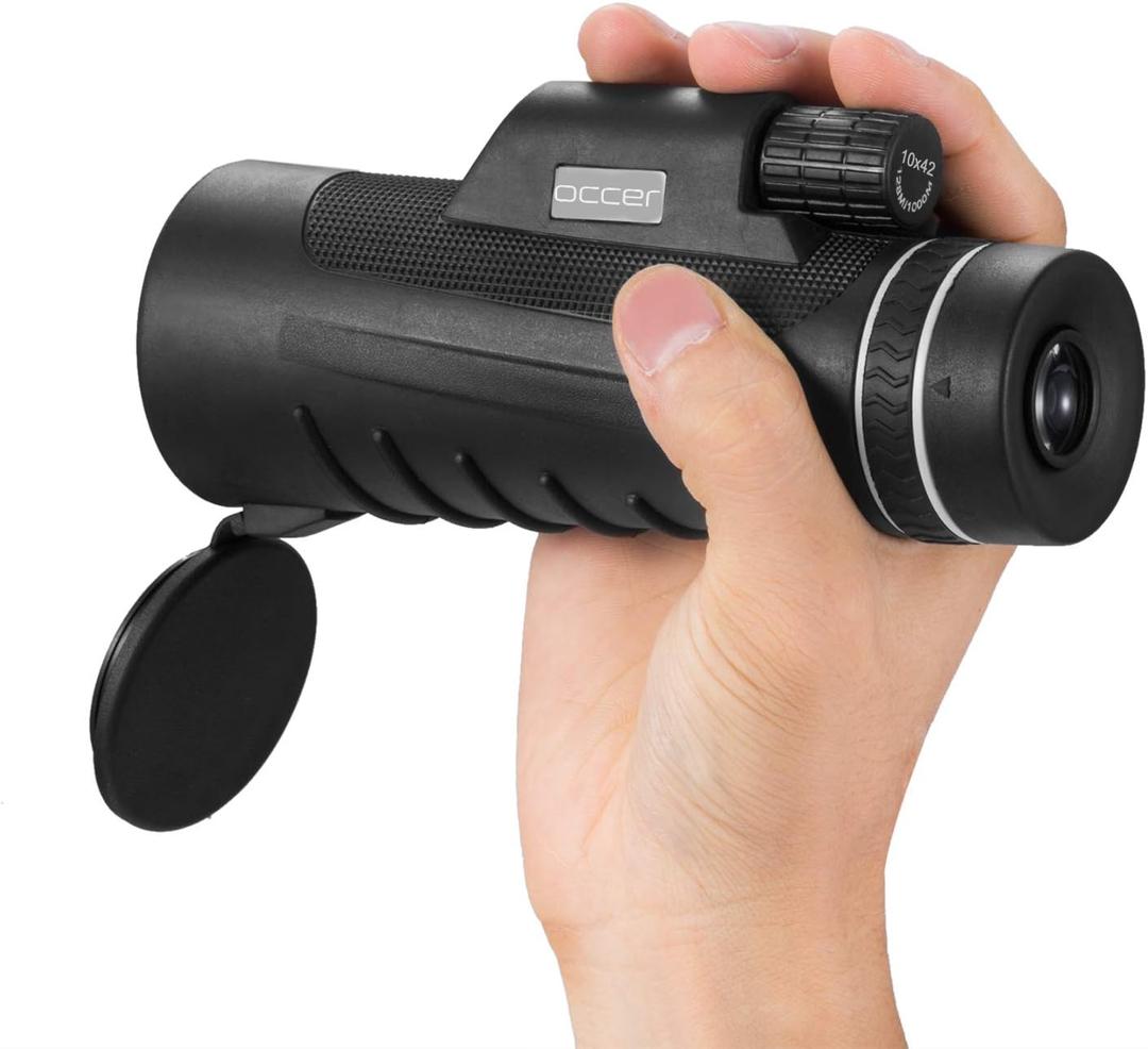 Occer 10X42 High Power Monocular Telescope HD Dual Focus Scope, Compact Monocular with Bak4 Multi-Coated Zoom Lens, Low Night Vision for Hunting Bird Watching Camping Outdoor Sporting