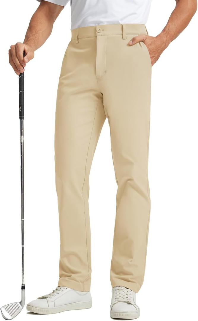 Rouen Golf Pants Men 8 Pockets Water Resistant Flat Front - 30"/32"/34" Chino Dress Pants Lightweight Stretch Casual Trousers