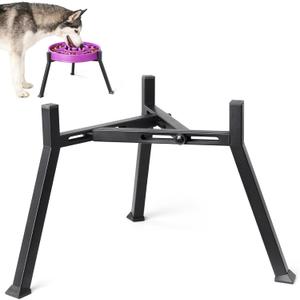 LOOBANI Elevated Dog Bowl Stand: Fits for Bowls Width 8.2"-11" (Without Bowls) Adjustable Width Anti-Slip Raised Dog Bowl Stand Food Feeder for Large Adult, Seniors, Older, Arthritis Dogs Black, Large