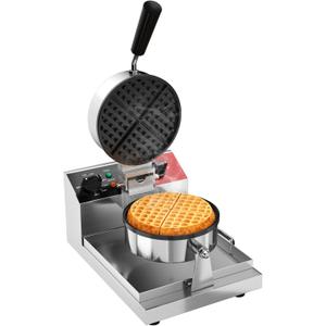 CROSSON Commercial Waffle Maker,Professional Round Belgian Waffle Maker Non-Stick Plate Machine with Temp and Time Control for Home Kitchen, Restaurant Bakeries Kitchen 120V/1300W