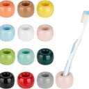 AHANDMAKER 12 pcs Small Mini Ceramic Toothbrush Holders Multi- Color Ceramics Handmade Bathroom Toothbrush Holders Sets Sleek Mini Ceramics Toothbrush Holder Stand for Bathroom Vanity Countertops