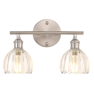 Shenmoyl Bathroom Light Fixtures, 2-Light Vanity wall Light Over Mirror with Clear Tulip Glass Shade for Bedroom Living Room (Bulb Not Included), Satin Nickel