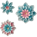 FTIJKLYE Metal Flower Wall Art,Floral wall decor Multiple Layer Decor for Indoor Outdoor Home Bedroom Living Room Office Garden(colorful)