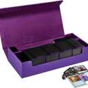 Premium Trading Card Storage Case TCG Deck Box Holds 800+ Sleeved Cards for MTG, YuGiOh, Uno, Sport with Strong Magnet Closure (Purple)
