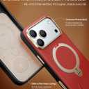 TORRAS Organic Leather for iPhone 17 Pro Case with Stand, Fit for Magsafe, 360 Spin Kickstand with Camera Control, Premium Leather Durable Stylish Q3 VegSkin for iPhone 17 Pro Phone Case, Crimson Red