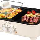2 pack Food Party Hot Pot Electric Grill 2 in 1 Korean BBQ Grill Indoor Smokeless Hotpot Pot Electric Cooker Shabu Shabu Pot Non Stick (Small)
