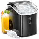 AGLUCKY Nugget Ice Makers Countertop,35Lbs/24H,Portable Pebble Machine with Soft Chewable Ice,One-Click Operation,Self-Cleaning Function for Home/Kitchen(Stainless Steel Black)