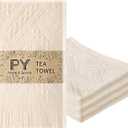 PY HOME & SPORTS Dish Towels Set, 100% Cotton Boho Kitchen Towels 4 Pieces, Super Absorbent Kitchen Hand Dish Cloths for Drying and Cleaning 13 x 29 Inches Beige
