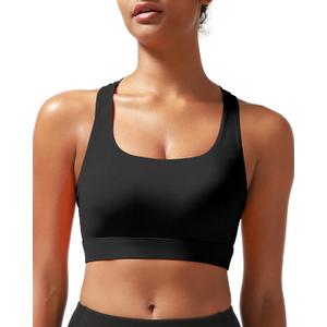 RUNNING GIRL Sports Bras for Women High Impact, Molded Cup Compression Running Tops with Removable Pads, L