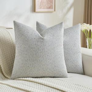 FUTEI Grey Decorative Throw Pillow Covers 20x20 Inch Set of 2,Soft Cozy Chenille Colorful Granular Textured Cushion Case,Modern Home Decor for Couch Bed Living Room