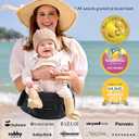 Momcozy Hip Seat Baby Carrier - Adjustable Waistband with Original 3D Belly Protector, Ergonomic Carrier with Various Pockets for Newborns & Toddlers up to 45lbs (Black, Medium)