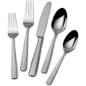 Mikasa Oliver Satin Flatware Set for 12, 65 Piece 18/10 Stainless Steel Silverware with Stylish Satin Finish and Serving Utensils, Durable Dinnerware Service