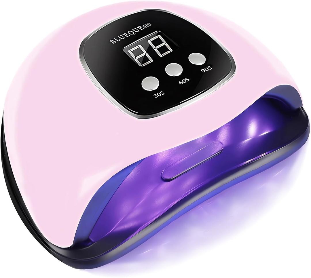 BIGBEAR UV Light for Nails, 48W UV LED Nail Lamp for Gel Polish, Fast Nail Dryer with Automatic Sensor, 3 Timer Setting, Small and Portable, LED Nail Light for Fingernail and Toenail Nail (Single (Pink))