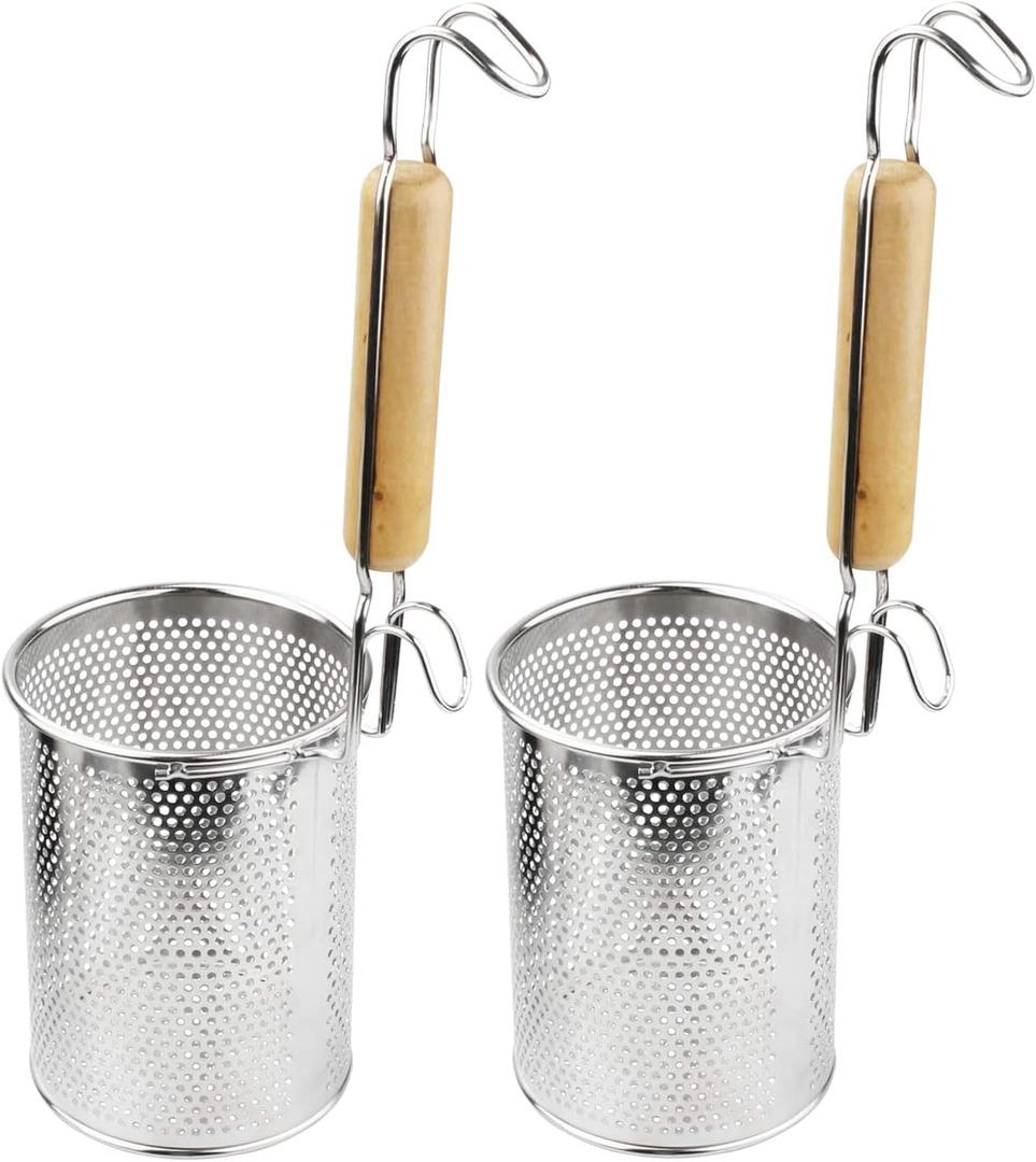 MyLifeUNIT Pasta Strainer, 2 Pack Stainless Steel Mesh Spider Strainer for Pasta, Noodle, Dumpling (4.54"D x 6.1"H)