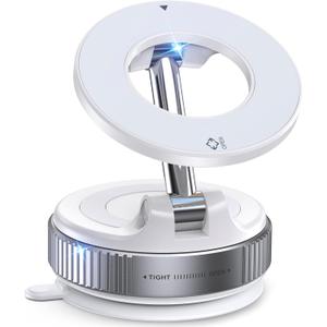 Vacuum Magnetic Phone Holder, Suction Cup Phone Mount for Magsafe, 360 Adjustable Magnetic Phone Holder, Pocket Size Foldable Phone Holders for Your Car for All Smartphones, White